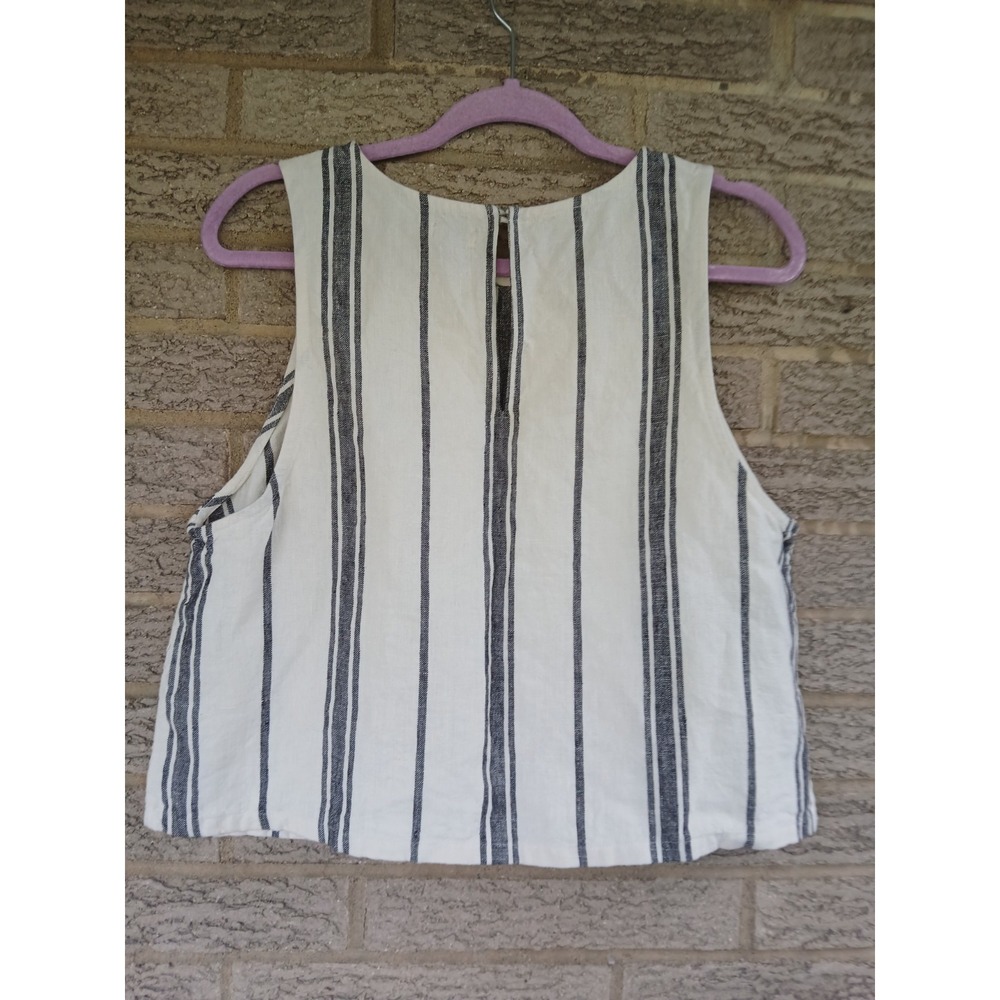 Faherty Women's Linen Shoreline Shell Top In Santa Cruz Stripe Sz L Beachy - Picture 3 of 5